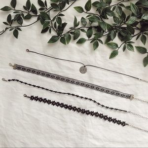 Bundle of 4 Women’s Black Chokers
